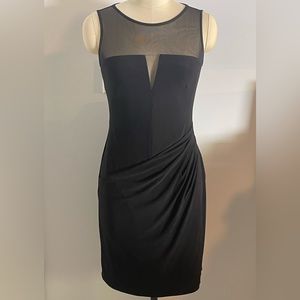 Lauren. Black Sleeveless Dress- Sheer Top- Size 4